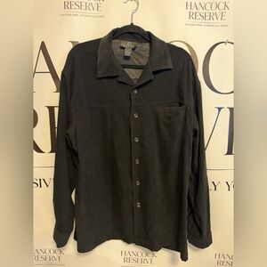 Bazzi Black Faux Suede Shirt Jacket Men’s Large Heavy Overshirt-vintage